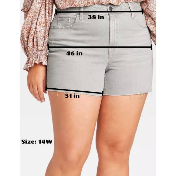 Universal Thread - Women's Plus High-Rise Midi Jean Shorts - Washed Olive - 14W - Picture 4 of 6